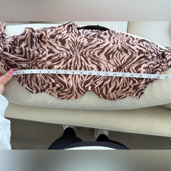 Princess Polly Brown Tan Mesh Long Sleeve Crop Blouse - Picture 5 of 5